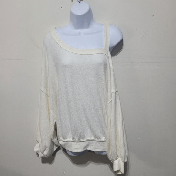 Free People We The Free Flaunt It Long Sleeve Tee In lvory M - Picture 2 of 6